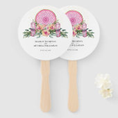 Roze Bloemen Mandala Kristallen Metafysische Bruil Handwaaier (Voorkant en achterkant)