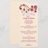 Roze bloemen Mason Jars Menu Kaart (Voorkant / Achterkant)