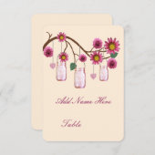 Roze bloemen Mason Jars Table Place card Kaart (Voorkant / Achterkant)