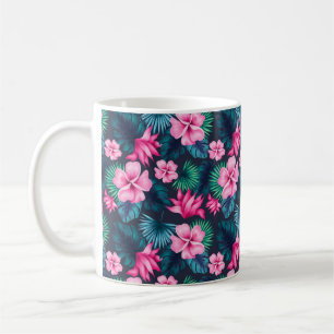 Roze Bloemen met Groene Bladeren Patroon-79066 Koffiemok