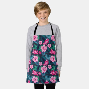 Roze Bloemen met Groene Bladeren Patroon-79066 Schort