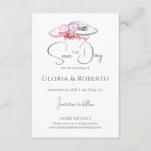 Roze Bloemen Mexicaanse bruiloft Save the Date Informatiekaartje (Voorkant)