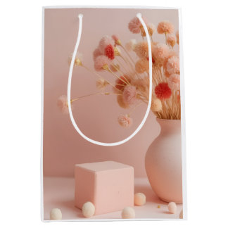 Roze bloemen middelgrote cadeautas