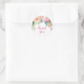 Roze Bloemen Minimalist Bedankt Ronde Sticker (Tas)