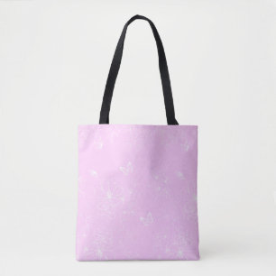 Roze Bloemen Minimalistisch Patroon Modern Abstrac Draagtas
