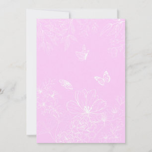 Roze Bloemen Minimalistisch Patroon Modern Abstrac Feestdagenkaart
