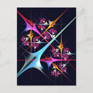 Roze Bloemen Moderne Abstracte Kunst Kleurenpatroo Briefkaart