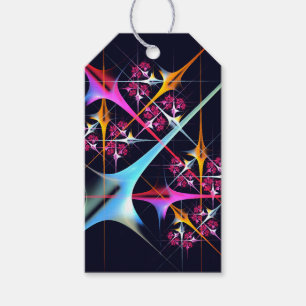 Roze Bloemen Moderne Abstracte Kunst Kleurenpatroo Cadeaulabel