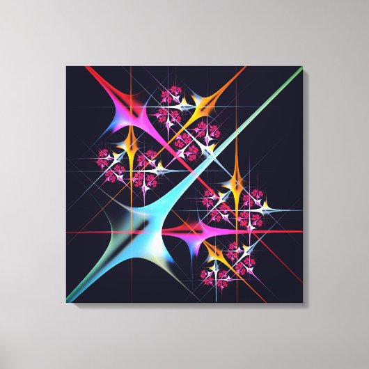 Roze Bloemen Moderne Abstracte Kunst Kleurenpatroo Canvas Afdruk (Voorkant)