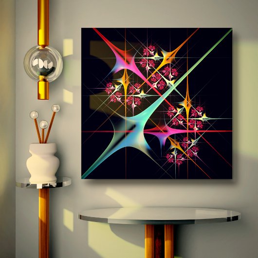 Roze Bloemen Moderne Abstracte Kunst Kleurenpatroo Canvas Afdruk