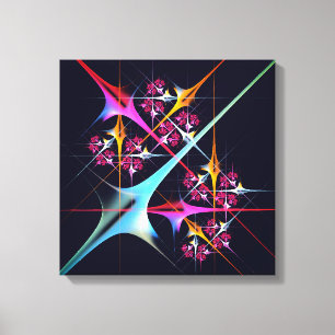Roze Bloemen Moderne Abstracte Kunst Kleurenpatroo Canvas Afdruk