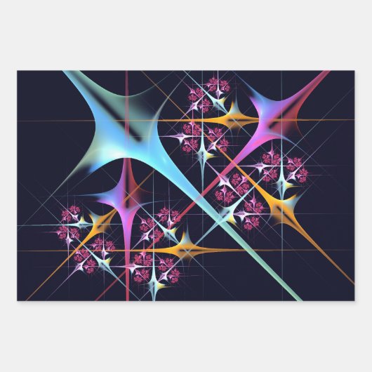 Roze Bloemen Moderne Abstracte Kunst Kleurenpatroo Inpakpapier Vel (Voorkant 2)