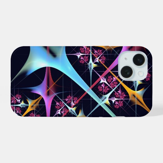 Roze Bloemen Moderne Abstracte Kunst Kleurenpatroo iPhone 15 Hoesje (Achterkant horizontaal)