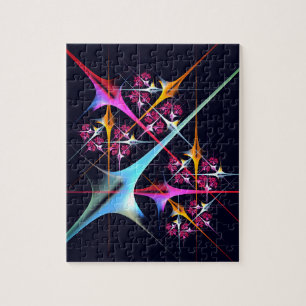 Roze Bloemen Moderne Abstracte Kunst Kleurenpatroo Legpuzzel