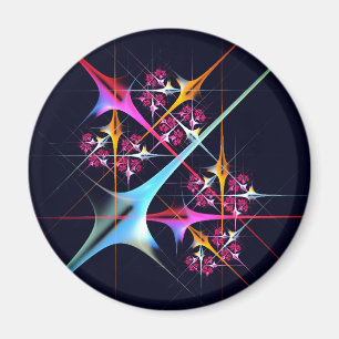 Roze Bloemen Moderne Abstracte Kunst Kleurenpatroo Magneet
