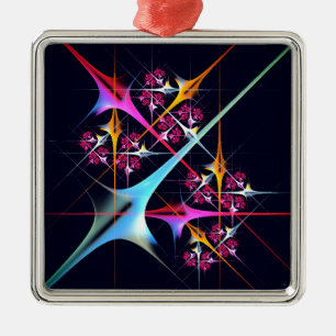 Roze Bloemen Moderne Abstracte Kunst Kleurenpatroo Metalen Ornament