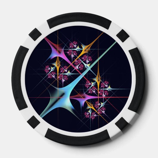 Roze Bloemen Moderne Abstracte Kunst Kleurenpatroo Poker Chips (Achterkant)