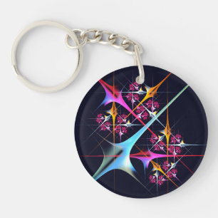 Roze Bloemen Moderne Abstracte Kunst Kleurenpatroo Sleutelhanger