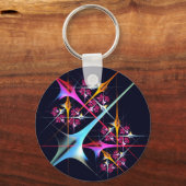 Roze Bloemen Moderne Abstracte Kunst Kleurenpatroo Sleutelhanger (Voorkant)