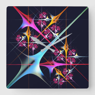 Roze Bloemen Moderne Abstracte Kunst Kleurenpatroo Vierkante Klok