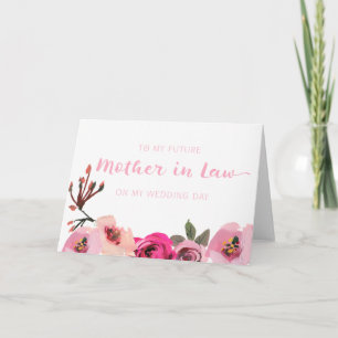 Roze Bloemen Moeder in de wet bruiloft Kaart
