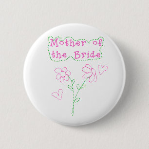 Roze bloemen moeder van de bruid ronde button 5,7 cm