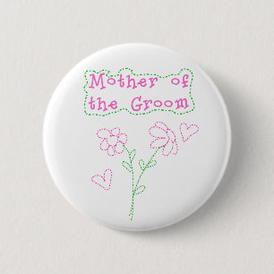 Roze bloemen Moeder van Groom Ronde Button 5,7 Cm
