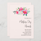 roze bloemen Moederdag Brunch Kaart