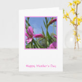 Roze bloemen Moederdag Kaart (Gele Bloem)