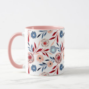 Roze bloemen mok