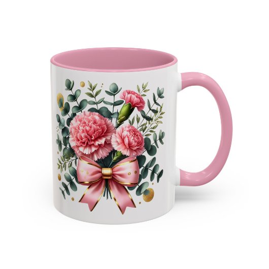 Roze bloemen mok Anjerboeket Cadeau