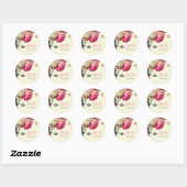 Roze  Bloemen Monogram Bruiloft Sticker (Vel)
