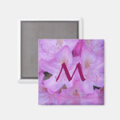 Roze Bloemen Monogram Magneet (Voorkant / Achterkant)