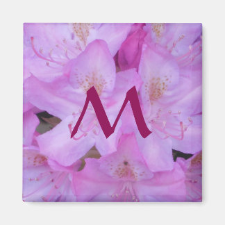 Roze Bloemen Monogram Magneet