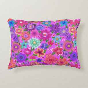 Roze bloemen mooie, heldere Boho-stijl Accent Kussen