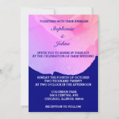 Roze Bloemen Navy Blue Roos Elegant Custom Wedding Kaart (Voorkant)