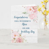 Roze Bloemen Nicht Bruiloft Dag Gefeliciteerd Kaart (Gele Bloem)