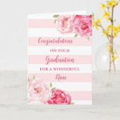 Roze Bloemen Nicht Gefeliciteerd Afstuderen Kaart (Gele Bloem)