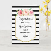 Roze Bloemen Nicht Gefeliciteerd Afstuderen Kaart (Gele Bloem)