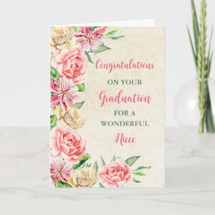 Roze Bloemen Nicht Gefeliciteerd Afstuderen Kaart