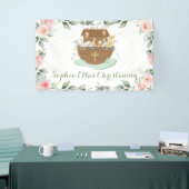 Roze Bloemen Noah's Ark Doop Welkom Achtergrond Spandoek (Beurs)