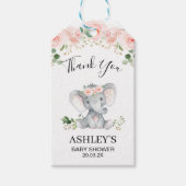 Roze Bloemen Olifant Baby shower Dank u Label Cadeaulabel (Voorkant)