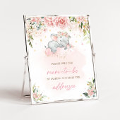 Roze Bloemen Olifant Baby shower Envelope Station Poster