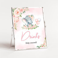 Roze Bloemen Olifant Balloon Baby shower Drinken