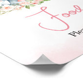 Roze Bloemen Olifant Balloon Baby shower Eten Poster (Hoek)
