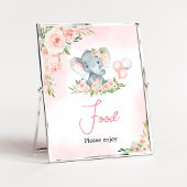 Roze Bloemen Olifant Balloon Baby shower Eten Poster