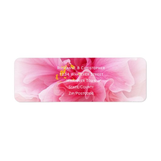 Roze Bloemen Ontwerp Wedding Retour Adres Etiket (Voorkant)