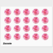 Roze Bloemen Ontwerp Wedding Ronde Sticker (Vel)