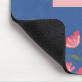  roze bloemen op blauwe Waterverf Muismat (Hoek)