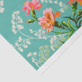 roze bloemen op Blauwgroen ontkoppeling Tissuepapier (Detail)